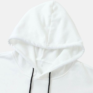Sudadera con Capucha Blanca para Hombre, Corte Regular, Tejido de Algodón, Informal, Otoñal, Color Sólido, con Cordones Negros - Product Image 3