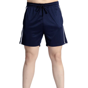 2026 Shorts Men's Navy <b>Blue</b> Shorts With White <b>Side</b> Stripes Drawstring Waist Breathable Polyester Casual Sport Shorts Unisex - Product Image 1