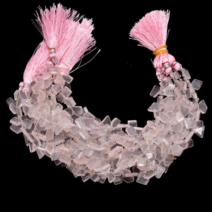 AAA+ Quartz 6x8mm-7x10mm Faceted Nugget Beads Natural Pink Rose Quartz Semi Precious Gemstone Step Cut Tumbled Beads For Jewelry - Product Image 3