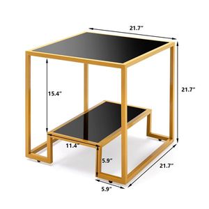 Tavolino da Caffè Moderno in Metallo e Vetro, Arredamento per Interni, per Soggiorno e Ufficio, Tavolo Centrale in Acciaio - Product Image 2