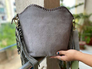 Nuevo estilo occidental pelo en piel de ante de piel con flecos bolso de alta calidad Boho mujeres piel cuero único medio Concho flecos bolsas - Product Image 6