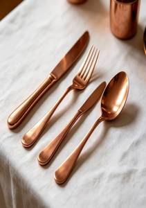 <b>Copper</b> Flatware Set Modern Design Rust Resistant Metal <b>Utensils</b> Wedding Tableware High Mirror Polish Trending <b>Copper</b> - Product Image 2