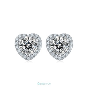 Pendientes de Corazón con Moissanita Completa de Diseño Personalizado OEM ODM de Glosbe, 4.5 mm - Joyería al por Mayor de Plata y Oro con Certificación GRA de Alta Calidad - Product Image 1