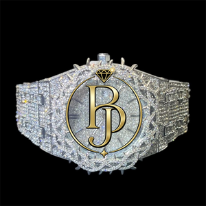 Montre de luxe Royal Thorne 44 mm à quartz avec diamants, cadran en cristal de saphir de Shanghai, entièrement sertie de diamants, fermoir dissimulé, boîtier en acier inoxydable pour homme - Product Image 5