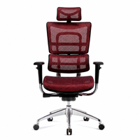 Chaise de bureau moderne bordeaux en maille avec dossier segmenté, appui-tête, siège et base à cinq étoiles argentée pour espaces de travail exécutifs