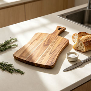 Planche à découper en bois massif avec poignée, épaisseur 1,5 cm, compatible lave-vaisselle, pour viande, fromage, légumes et fruits, usage en cuisine - Product Image 6