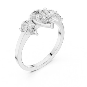 Bague Intelligente en Or Massif 14K avec Diamant de Laboratoire Taille Poire 1 Carat Qualité Export, Certifié IGI, avec Pierre Latérale Poire, Design Moderne et Élégant - Product Image 3