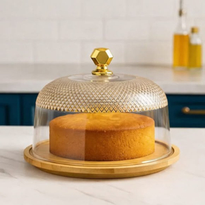 Supports à gâteaux en métal design avec couvercle en verre, qualité supérieure, présentoir rond pour desserts, fournitures pour gâteaux de mariage et d'anniversaire à domicile - Product Image 6