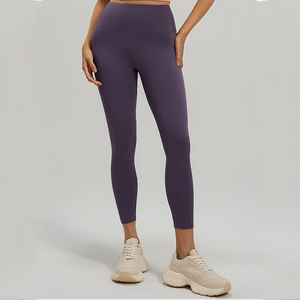 Leggings de Yoga de Cintura Alta hasta el Tobillo, Color Morado Sólido, Pantalones Elásticos sin Costuras para Mujer, Ropa Deportiva para Gimnasio - Product Image 1