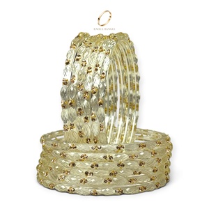 Ensemble de bracelets en verre cristal zircon blanc indien tendance et viral, style goutte de pluie du Cachemire, bijoux de mode pour femmes, mariages et mariées - Product Image 3