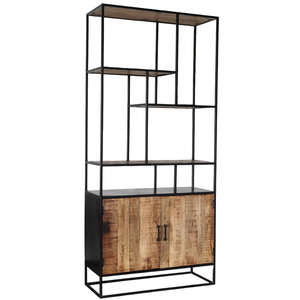 Étagère à Livres en Bois Massif et Fer de Style Industriel, Portable et Durable, Étagère de Rangement à Plusieurs Niveaux pour Salon et Maison - Product Image 1