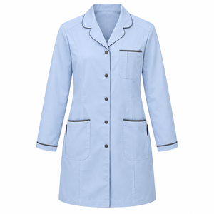 Blouse Médicale Bleu Glacé Charbon à Revers Tricoté, Uniforme de Laboratoire Personnalisé, Vente en Gros, Tenue de Travail Unisexe pour Soins de Santé avec Poches Utilitaires - Product Image 1
