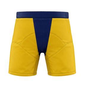 Shorts de hockey sur glace jaunes et bleu marine, équipement de protection léger, uniforme d'équipe athlétique, shorts confortables pour les entraînements et les matchs sportifs - Product Image 2