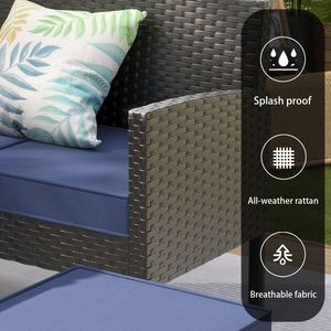 Set di Mobili da Esterno in 7 Pezzi con Cuscini Impermeabili e Tavolo in Vetro per Piccoli Spazi e Cortili - Product Image 3