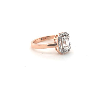 Bague de fiançailles personnalisée en or 14 carats pour femme, diamant de laboratoire 0,8 ct taille émeraude, EF VVS, certifiée IGI, solitaire, bijoux fins - Product Image 1