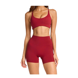 Ensemble 2 pièces de sport pour femme grande taille : short et soutien-gorge respirants, sans coutures, en Spandex/Nylon, écologiques, pour yoga, course et fitness - Product Image 2