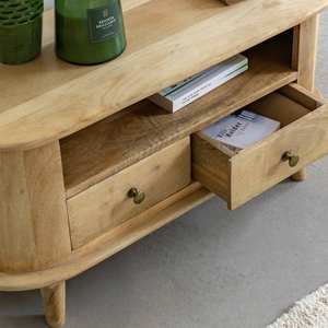 Meuble TV rond compact Vandana Cresta Merino en bois de manguier - Product Image 2