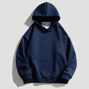 H5401 Wholesales Custom No String Button 400 GSM Polyester Hoodies <b>Drop</b> Shoulder Oversized Men's Hoodies - Product Image 6