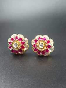 Pendientes de Plata de Ley 925 con Circonitas, Forma de Flor Rosa Nano, Joyería India para Mujer - Product Image 3