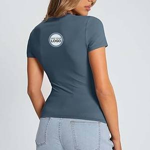 T-shirt col rond Bella Canvas pour l'été, tailles plus, hauts pour femmes, t-shirt uni - Product Image 1