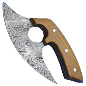 Cuchillo Ullu Burraq de Acero de Damasco Hecho a Mano con Mango de Madera, Cortador de Pizza, Funda de Cuero, 6-7.9 Pulgadas, Ambidiestro, para Exteriores - Product Image 1