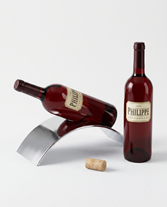 Modern Metal Single Wine Bottle Holder Polished Finish Leaning <b>Shelf</b> for Home Decor <b>Desktop</b> Display - Product Image 1