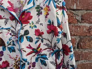 Pijamas para Adultos con Estampado de Aves, Conjunto de Pijama de Algodón Puro, Ropa de Dormir Transpirable con Cierre de Cordón, Traje de Dormir para Todas las Estaciones - Product Image 3