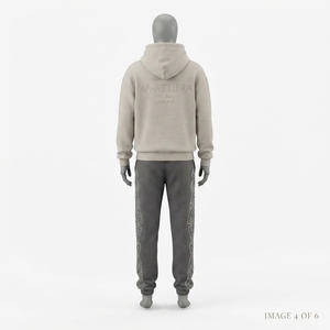 Ensemble jogging pour femme avec sweat-shirt à capuche en strass, pantalon en molleton, coupe ample décontractée, toutes saisons, gris, tenue deux pièces - Product Image 3