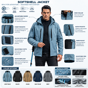 Vestes de travail personnalisées avec logo, veste de travail softshell pour homme, imperméable, coupe-vent, vêtements de travail OEM ODM, veste softshell - Product Image 6