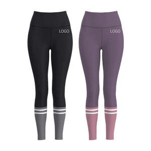 VYRRA Mid Waist Solid Spandex/Polyester <b>Leggings</b> Full Length Stretch Breathable Women's Yoga Pants Purple <b>Black</b> <b>Mesh</b> Panel - Product Image 5