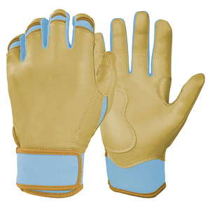 New Arrival Adjustable Baseball <b>Batting</b> Gloves Short Cuff <b>Light</b> Blue Khaki Baseball <b>Batting</b> Gloves Hook Loop Closure Both Hand - Product Image 1