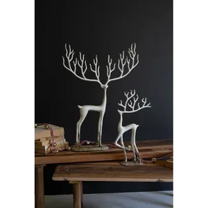 Handmade Resin Deer Sculpture Set 2Pcs Rustic <b>Christmas</b> Table Decoration Animal <b>Figure</b> Art for Living Room - Product Image 1