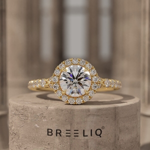 14K White Gold Round Diamond Halo Engagement Ring Pave Band Luxury <b>Bridal</b> Wedding Fine Jewelry - Product Image 1