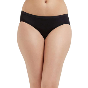 Women Mid-Rise Seamless Hipster <b>Panties</b> Solid Color Basic Knitted Stretch Fabric - Product Image 1
