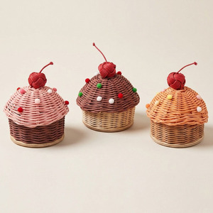Graceful Green Rattan Cupcake <b>Box</b> Decorative Treat Basket Handwoven Candy Container For Garangao Festival Kids <b>Gift</b> Giving - Product Image 6