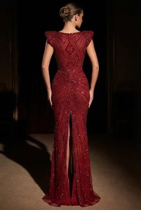 Boutique Mermaid Evening Gown Luxury Geometric Beading Formal Dress Wholesale Sparkly Crystal Prom Gowns for Special Events - Product Image 2