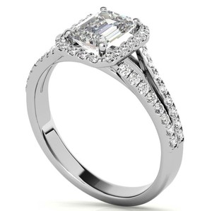 <b>Emerald</b> Cut 6x8mm Moissanite Solitaire <b>Ring</b> 925 Sterling <b>Silver</b> Gold Plated Prong Setting Luxury Engagement & Wedding <b>Ring</b> - Product Image 2