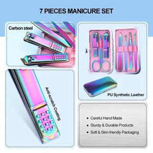 7 In 1 Stainless Steel Manicure <b>Kit</b> <b>Nail</b> Clipper Eyebrow Scissor File Pusher Ear Pick Portable Luxurious Set For Adult - Product Image 3