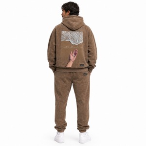 Men Acid Wash Hooded Tracksuit <b>Set</b> Soft Cotton Hoodie with <b>Matching</b> <b>Joggers</b> for Casual Fitness Travel and Weekend Wear - Product Image 2