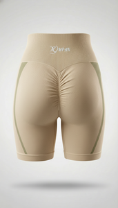 กางเกงขาสั้นออกกำลังกายสำหรับผู้หญิง สไตล์สตรีทแวร์ ฟิตเนส ยิม ไบค์เกอร์ ยกน้ำหนัก ทรงสครันช์ ยกกระชับสะโพก ผ้าไร้ตะเข็บ ระบายอากาศ แห้งเร็ว - Product Image 5