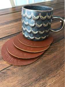 Ensemble de sous-verres en cuir véritable, lot de 4, napperons de table de luxe pour tasses chaudes et froides, accessoires en cuir de vachette faits à la main GLC-0006 - Product Image 5