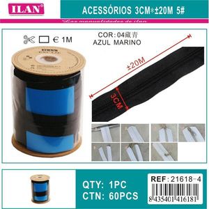 Cerniera Ilan 3 Cm X 20 M N° 5 Blu Marino Per Cucito e Artigianato - Product Image 2