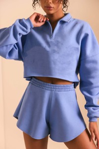 Shorts Deportivos para Mujer, Color Azul Cerúleo, Diseño de Cintura Alta, Suaves y Transpirables, para Gimnasio y Fitness - Product Image 3