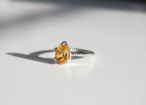 Citrine Pear <b>Ring</b> 925 Sterling Silver Gemstone <b>Ring</b> For Women November Birthstone Elegant <b>Statement</b> <b>Ring</b> - Product Image 1