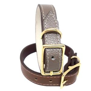 Genuine Leather Dog Collar Double Color Layer Padded High Quality Durable Buckles Luxury Pet Products Brown Tan <b>Harness</b> <b>Leash</b> - Product Image 1