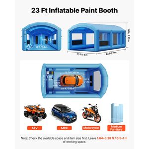 Cabina de Pintura Inflable Portátil de 23x13x9 Pies con Sopladores de 480W+750W y Área de Cambio de Filtro de Algodón Grande - Product Image 2