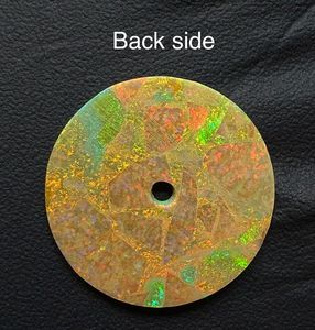 หน้าปัดนาฬิกาโอปอลสังเคราะห์ ขนาด 28.5 มม. ขัดเงาด้านเดียว หนา 0.7 มม. รูตรงกลาง 2 มม. - Product Image 2