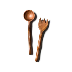 Luxury Handcrafted Acacia Wood Salad Server Set Eco-Friendly Natural Wood <b>Serving</b> <b>Spoon</b> And Fork For Kitchen Wooden Salad Tongs - Product Image 1