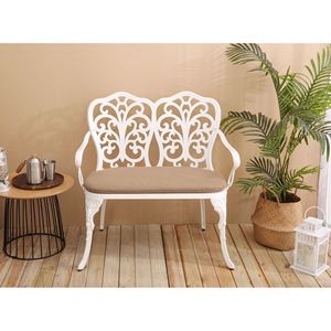 Panca da giardino con Patio in alluminio rosa floreale in alluminio pressofuso bianco per parco Patio prato giardino giardino mobili da esterno - Product Image 2