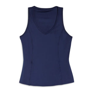 <b>Women's</b> <b>Navy</b> Blue V-Neck Sleeveless <b>Tank</b> <b>Top</b> Solid Knitted Breathable Sporty Workout Gym Vest - Product Image 5
